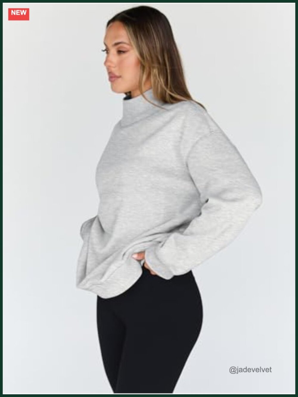 Womens Oversized Mock Neck Pullover Sweatshirt Fleece Lining Long Sleeve Fall - Picture 3 of 6